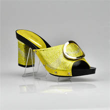 Свадебные туфли желтого цвета в африканском стиле; женские Босоножки с открытым носком; свадебные туфли для вечеринки; туфли в нигерийском стиле со стразами 2024 - купить недорого