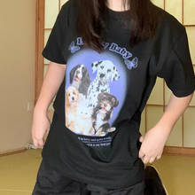 Women 2020 Cartoon Cute pet Cat and dog Summer Print Goth Lady T-shirts Top T Shirt Ladies Womens Graphic Female Tee T-Shirt y2k 2024 - buy cheap