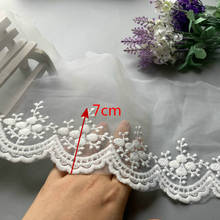 1Yard/lot 7cm Width flower White Clothing Material DIY Craft Wedding Embroidery Lace Trim Sewing Accessories Home Decoration New 2024 - buy cheap