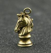 YM-estatua de cobre coleccionable, estatua china de latón puro tallado, cabeza de caballo de ajedrez del zodiaco, exquisita y pequeña colgante 2024 - compra barato