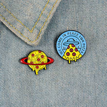 Ins Tide Fashion Creative Spaceship Pizza and Planet Pizza Alloy Drip Brooch Good Friend all-match Backpack Shirt Badge Jewelry 2024 - buy cheap