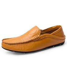 Sapatos masculinos mocassins macios, casuais, de alta qualidade, para primavera, outono, sapatos de couro, sem cadarço, para dirigir 2024 - compre barato