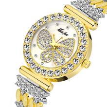 MISSFOX Бабочка для женщин часы класса «Люкс», с большим бриллиантом 18K золотые часы Водонепроницаемый специальный браслет Дорогие дамы наручные часы 2024 - купить недорого