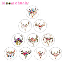 Cow deer skull flower 10pcs mixed 12mm/18mm/20mm/25mm Round photo glass cabochon demo flat back Making findings A5483 2024 - buy cheap