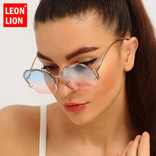 Солнцезащитные очки LeonLion в ретро стиле женские, роскошные брендовые винтажные зеркальные очки без оправы, 2021 2024 - купить недорого