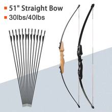 51 Inche 30/40LBS Recvurve/Straight Bow Split Fiberglass Arrow Entry Bow With Arrows For Children Youth Archery Hunting Shooting 2024 - buy cheap
