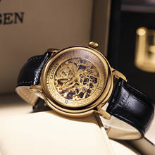 CADISEN Men Watches Top Luxury Brand Automatic Mechanical Watch 8N24 Hollow out Golden Leather Casual Business Retro Wristwatch 2024 - buy cheap