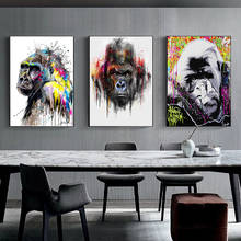 Mutu rua arte da parede pintura em tela graffiti macaco gorila parede fotos e impressões para sala de crianças casa cartaz e impressões 2024 - compre barato