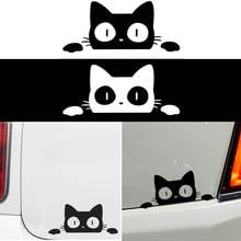 1 Pcs Universal Funny Cat Peeking Car Sticker Black/White Cute Cartoon Cat Vinyl Decal Car Styling Decoration Accessories 2024 - buy cheap