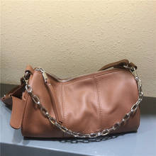 Bolsa de ombro feminina, bolsa de design de corrente, de couro genuíno, cilindro, bolsa de travesseiro 2024 - compre barato