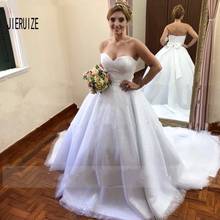 JIERUIZE блестящее свадебное платье с милым вырезом, бальное платье, платья невесты с бантом, Свадебные платья Vestido de noiva 2020 2024 - купить недорого