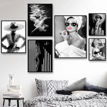 Modern Fashion Black White Underwater Woman Print Sexy Female Canvas Painting Posters and Print Wall Art Picture for Living Room 2024 - buy cheap