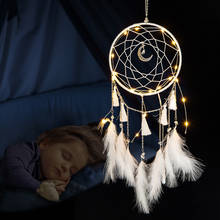 LED Lamp Flying Wind Chimes Lighting Dream Catcher Handmade Gifts Dreamcatcher Feather Pendant Romantic Creative Wall Hanging 2024 - buy cheap