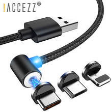!ACCEZZ 90 Degree Magnetic Charge Cable Lighting For iPhone X XR 8 Plus Micro USB Type C Fast Charger Cables For Samsung Xiaomi 2024 - buy cheap