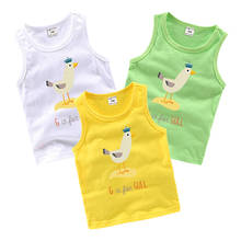 2021 г. Летний детский жилет дышащие топы, футболка с рисунком птицы для мальчиков и девочек, хлопковая майка без рукавов, детская одежда 2024 - купить недорого