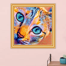 Pintura de diamante 5D DIY de gato, bordado de diamantes redondos, mosaico de arte, imagen de diamantes de imitación, decoración del hogar 2024 - compra barato