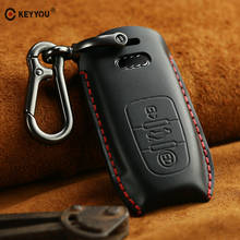 KEYYOU-Funda de cuero para llave remota de coche, 3 botones, para Audi B6, B7, B8, A4, A5, A6, A7, A8, Q5, Q7, R8, TT, S5, S6, S7, S8 2024 - compra barato