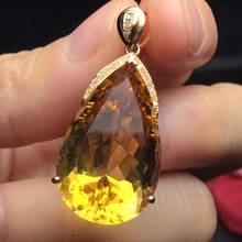 Fine Jewelry Brazil Origin Real 18K Gold 100% Natural Yellow Citrine Gemstone Pendant Necklace for Women 2024 - buy cheap