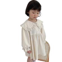 Vestido de princesa feminino, vestido de algodão com mangas compridas para bebês estiloso coreano primavera outono 2021 2024 - compre barato