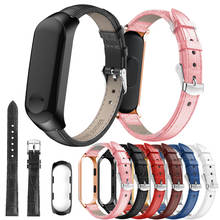Wristbands Strap For Xiaomi Mi Band 3 4 Wrist Genuine Leather Bracelet Stainless Steel Miband for Xiaomi Mi Band 4 3 Strap 2024 - buy cheap