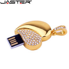 JASTER Diamond crystal heart USB Flash drive metal Memory Stick penrive 4GB 8GB 16GB 32GB 64GB U disk free shipping 2024 - buy cheap