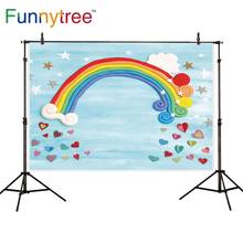 Funnytree photocall backdrop Baby shower birthday Cartoon rainbow loud star Blue sky photography photocall photo photozone 2024 - buy cheap