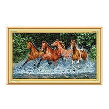 Cavalos ponto cruz kit 11ct 14ct pré carimbado amante dos animais da lona cruz costura bordados feitos à mão DIY needlework 2024 - compre barato