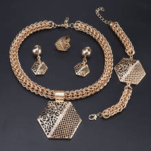 OEOEOS, conjunto de joyería africana de moda de color dorado, conjunto de joyería de cristal nupcial para boda, collar, anillos, pulseras, pendientes, accesorios 2024 - compra barato