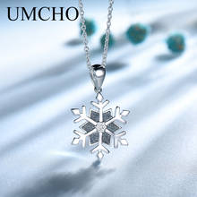 UMCHO-collar de plata de ley 925 auténtica con colgante de copo de nieve para niña, joyería fina, regalo de Navidad 2024 - compra barato