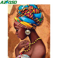 AZQSD Diamond Painting Full Square African Girl Embroidery Portrait Picture Of Rhinestones Handmade Home Decor Gift Needlework 2024 - buy cheap