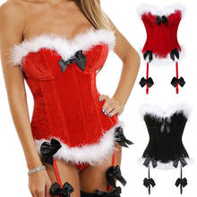 Sexy Velvet Christmas Corsets Women Miss Santa Bustier Corselet Bowknots Zipper Side Overbust Corset 2024 - buy cheap
