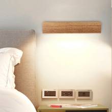 Lámpara Led de pared de madera de roble, candelabro moderno de estilo japonés para dormitorio, baño y hogar, luz de pared de madera sólida 2024 - compra barato