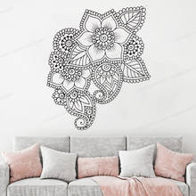Calcomanía de vinilo de flores abstractas para pared, adorno de Henna, pegatina de pared, religión india, decoración del hogar, HJ1031 2024 - compra barato