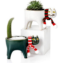 Cartoons Cat Flowerpot Animal Ceramic Flowerpot Cute Vase Cactus Succulent Plants Potted Flower Arrangement Home Decoration 2024 - buy cheap