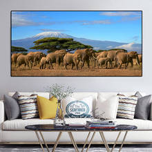 Elephants Herd Tree Mount Kilimanjaro Kenya Wild Animals Canvas Painting  Posters and Prints Wall Art Pictures For Living Room 2024 - buy cheap