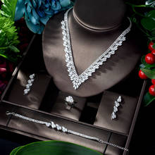 HIBRIDE-Conjunto de joyería de lujo para mujer, collar de 4 pares con circonita cúbica AAA, accesorios de boda, conjuntos de joyería, bisutería, N-915 2024 - compra barato