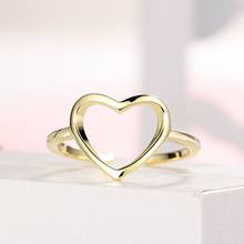 Fashion Simple Design Hollow Heart Ring Gold Plated Opening Adjustable Ring Romantic Love Bride Girl Jewelry Valentine's Gift 2024 - buy cheap