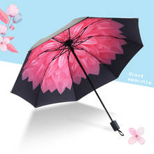 Creative Small Black Coating Umbrella Female Sunscreen Black Glue Sunny and Rainy Umbrella Parasol Three Fold Umbrella 2024 - buy cheap