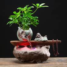 Fontes de água decorativas zen feng shui, ornamentos de buda cerâmica com capa de água criativa umidificador decoração para casa 2024 - compre barato