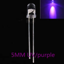 Lámpara de diodo emisor de luz ultravioleta, componentes de inmersión, UV LED de 3mm, luz púrpura clara de agua redonda de 3mm, 395nm-400nm, 100 Uds. 2024 - compra barato