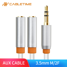 CABLETIME-Divisor de auriculares Aux, Cable de Audio Jack de 3,5mm macho a 2 hembra, adaptador de 3,5mm, Cable auxiliar para reproductor de MP3 Samsung C101 2024 - compra barato