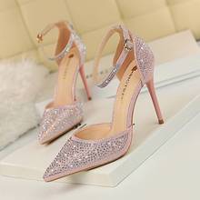 SHENGY Wedding Shoes High Heels Thin Heels Shallow Mouth Pointed Toes Sexy Party Rhinestone Single Shoes 2024 - buy cheap