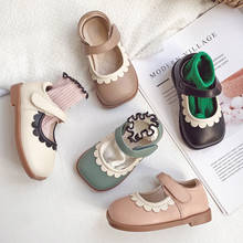 Spring Autumn New Arrival Girls Leather Shoes Solid Color Lace Little Girl Princess Single Shoes Square Head Baby Shoes 2024 - buy cheap