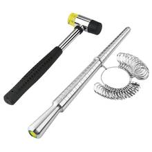 Ring Size Measuring Tool with Metal Ring Mandrel, Ring Gauges Finger Sizer and Rubber Jewelry Hammer for Jewelry Making 2024 - buy cheap