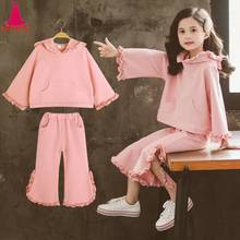 New 2020 Kids Girls Clothes Set T-shirts + Wide Leg Pants Autumn Winter Children's Clothing Outfits Teenage 6 7 8 9 10 11 Years 2024 - buy cheap