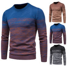 High quality comfortable new men's knit sweater pullover round neck variegated bottom sweater 2024 - buy cheap