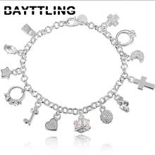 BAYTTLING 925 стерлингового серебра браслет сердце набор из 13 кулон браслеты для женщин, модные свадебные украшения Шарм подарок 2024 - купить недорого