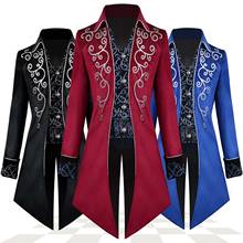 Chaqueta de esmoquin Medieval de Príncipe Vintage para hombre, gabardina con bordado renacentista, abrigo Victoria Steampunk, disfraz para fiesta de Halloween y Cosplay 2024 - compra barato