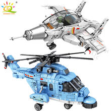 HUIQIBAO J-15 Shipborne Fighter Helicopters Building Block Military City Airplane Army Pilot Figures Plane Bricks Toys Children 2024 - buy cheap