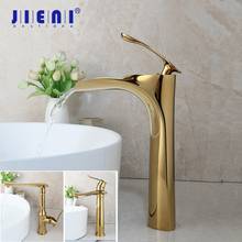 JIENI Polished Golden Bathroom Faucet Solid Brass Basin Sink Mixer Faucet Tap Golden Plated Water Mixer Tap Faucet 2024 - buy cheap
